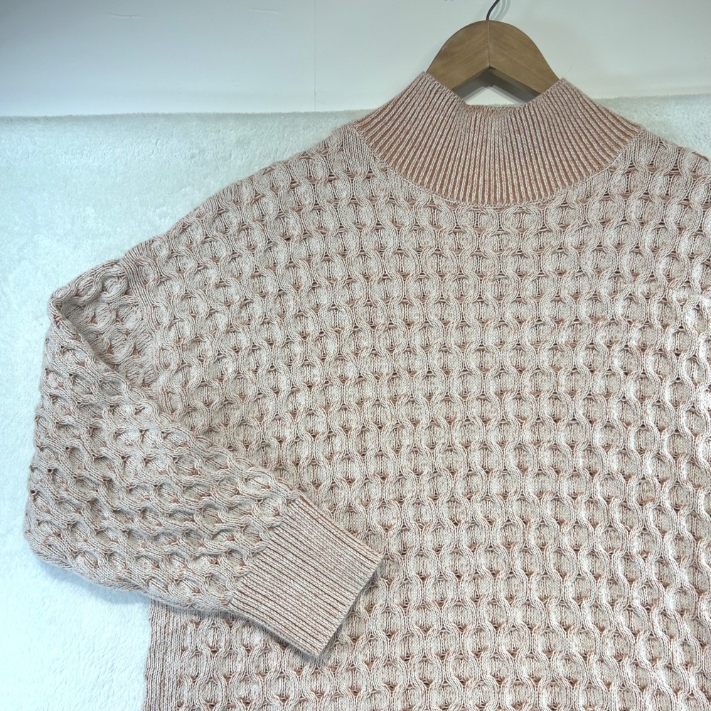 Fisherman Knox Rose Soft Girl Honeycomb Knit Mock Neck Sweater XXL Pink Textured - Picture 2 of 7
